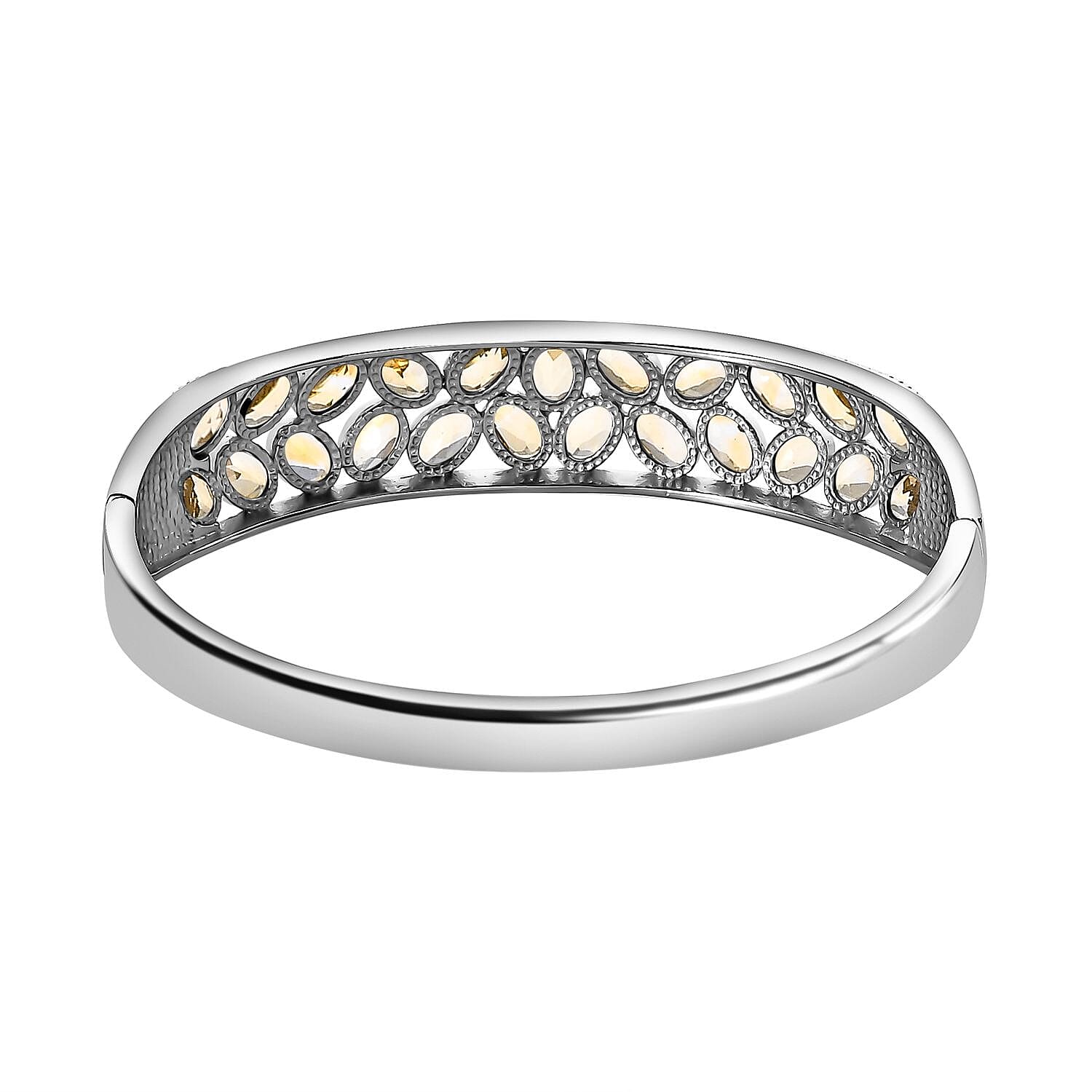 Brazilian Citrine 10.35 ctw Bangle Bracelet in Stainless Steel (7.5 In)