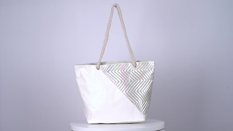 Ivory Color Ployester Tote Bag (20.8"x14.5"x6.3")