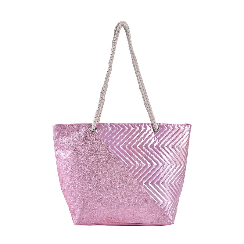 Pink Color Polyester Tote Bag
