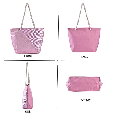 Pink Color Polyester Tote Bag