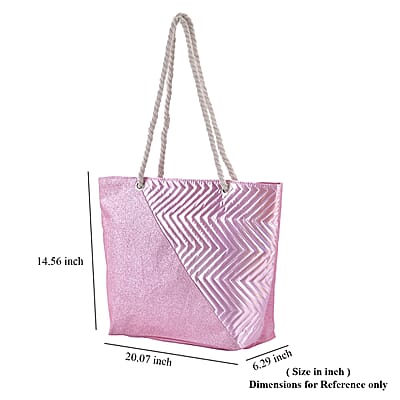 Pink Color Polyester Tote Bag