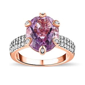 Rose De France Amethyst 4.54 ctw Ring in 14K RG Over Sterling Silver (Size 5.5)