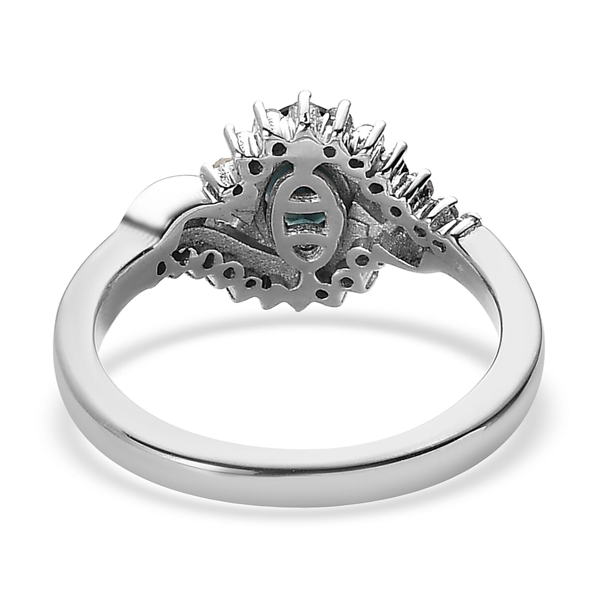 Premium Monte Belo Indicolite and Diamond Ring in Platinum Over Sterling Silver (Size 10.0) 0.75 ctw