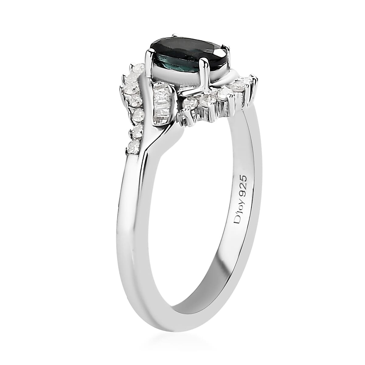 Premium Monte Belo Indicolite and Diamond Ring in Platinum Over Sterling Silver (Size 7.0) 0.75 ctw image number 3