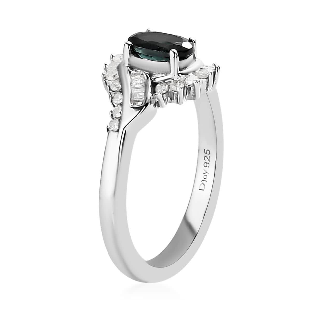 Premium Monte Belo Indicolite and Diamond Ring in Platinum Over Sterling Silver (Size 9.0) 0.75 ctw image number 3