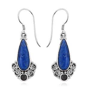 Sajen Silver Lapis Lazuli and Rainbow Moonstone Earrings in Sterling Silver 8.00 ctw