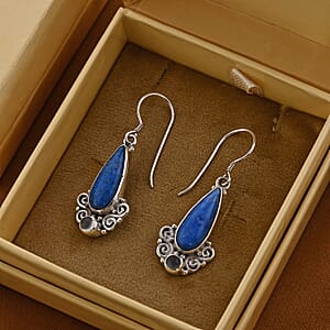 Sajen Silver Lapis Lazuli and Rainbow Moonstone Earrings in Sterling Silver 8.00 ctw
