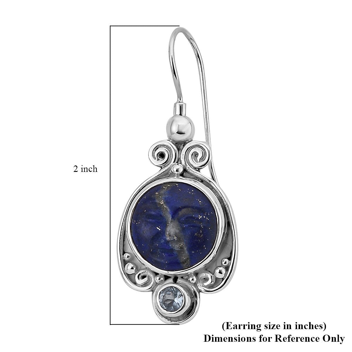 Sajen Silver Lapis Lazuli Carved and Blue Topaz Earrings in Sterling Silver 12.40 ctw