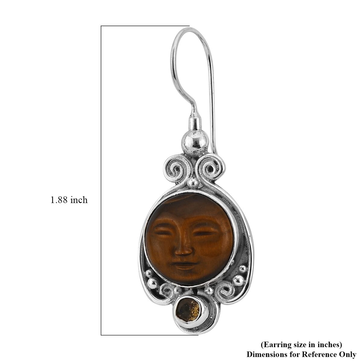 Sajen Silver Tigers Eye Carved and Brazilian Citrine Earrings in Sterling Silver 13.75 ctw image number 4