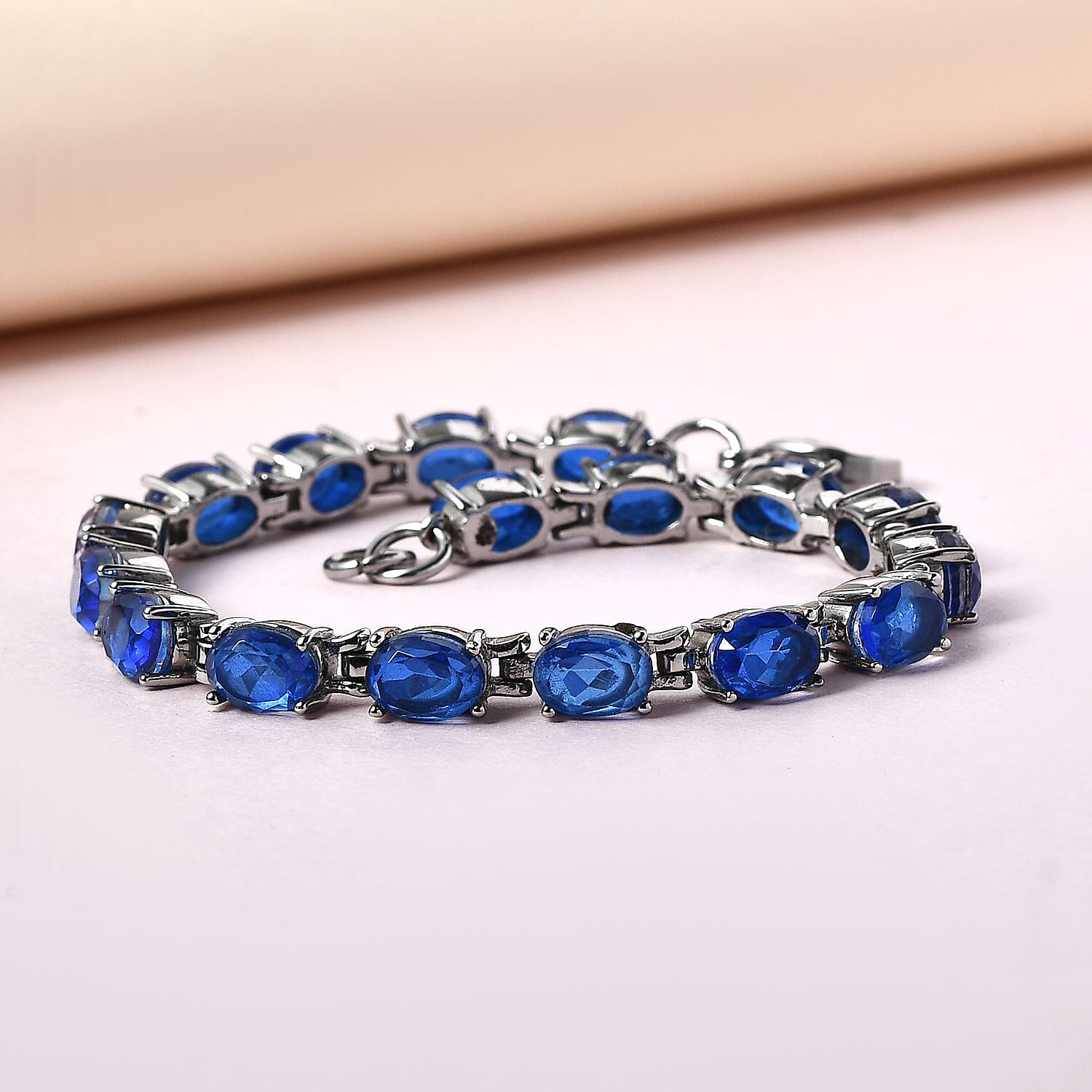Ceylon Color Quartz 16.00 ctw Cluster Bracelet in Stainless Steel (7.00 In)