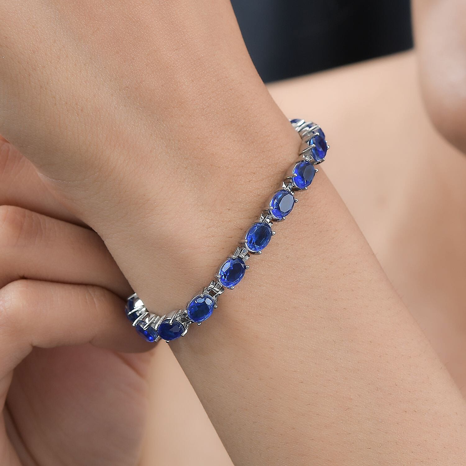 Ceylon Color Quartz 16.00 ctw Cluster Bracelet in Stainless Steel (7.00 In)