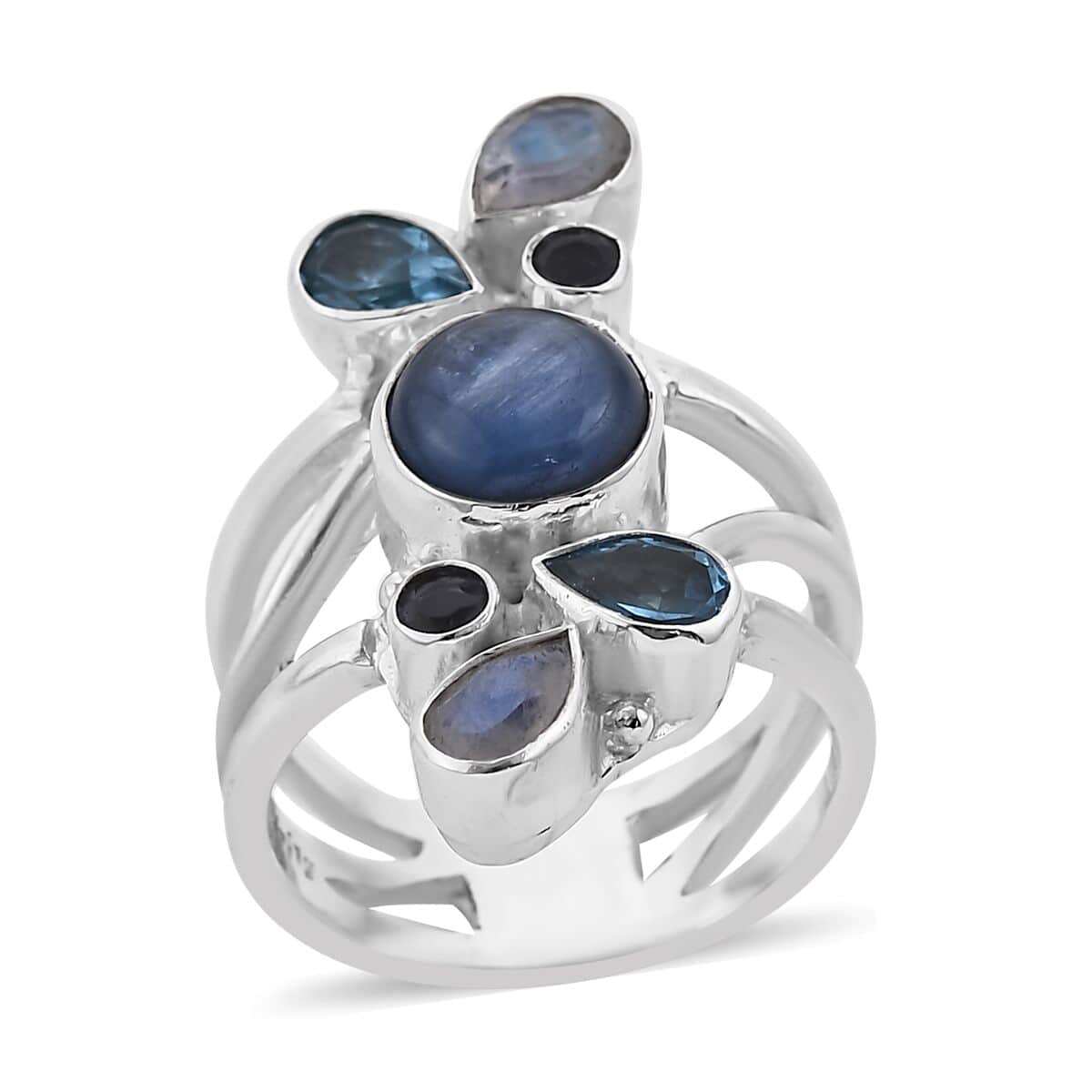 Sajen Silver Himalayan Kyanite and Multi Gemstone Ring in Sterling Silver (Size 11.0) 4.75 ctw image number 0