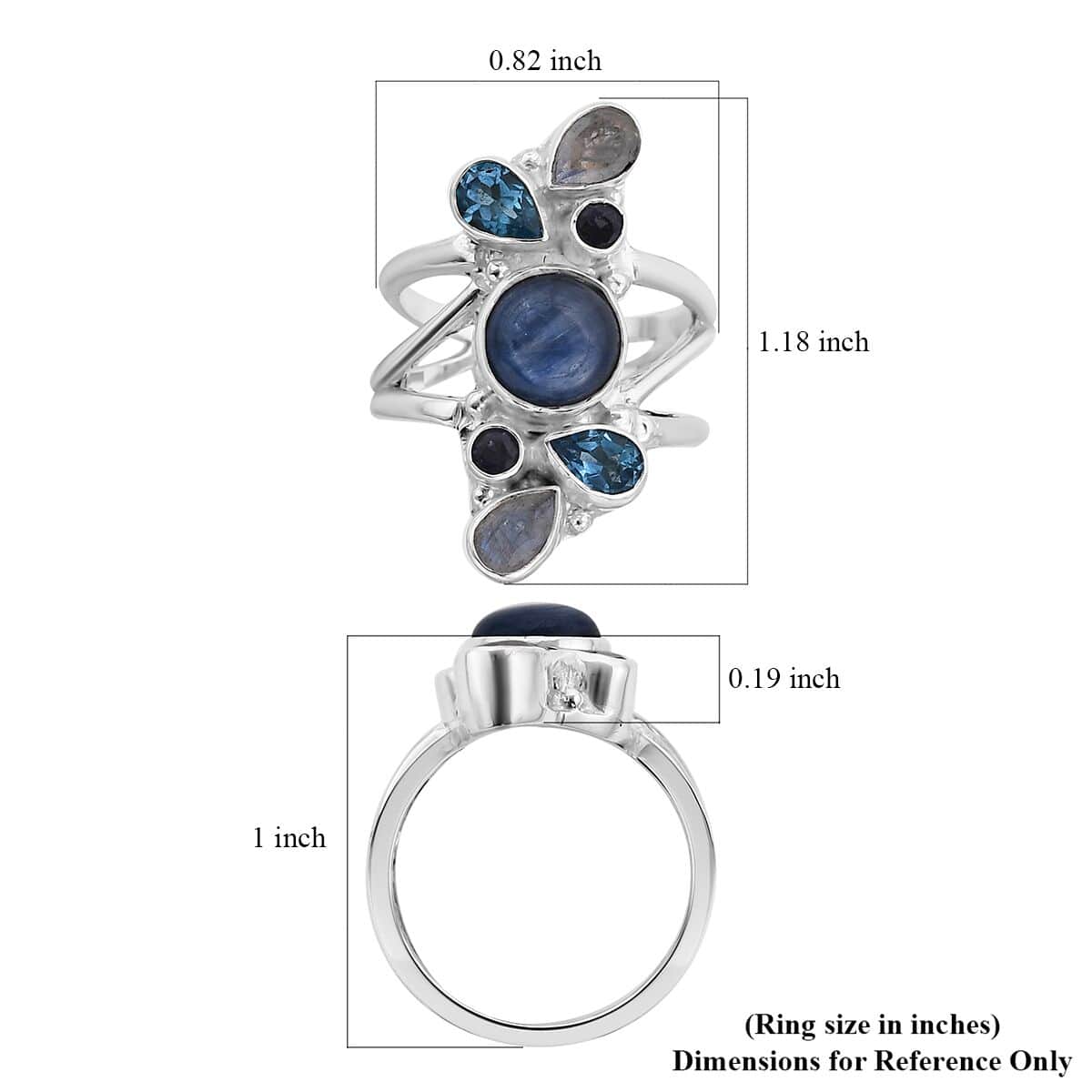 Sajen Silver Himalayan Kyanite and Multi Gemstone Ring in Sterling Silver (Size 11.0) 4.75 ctw image number 5