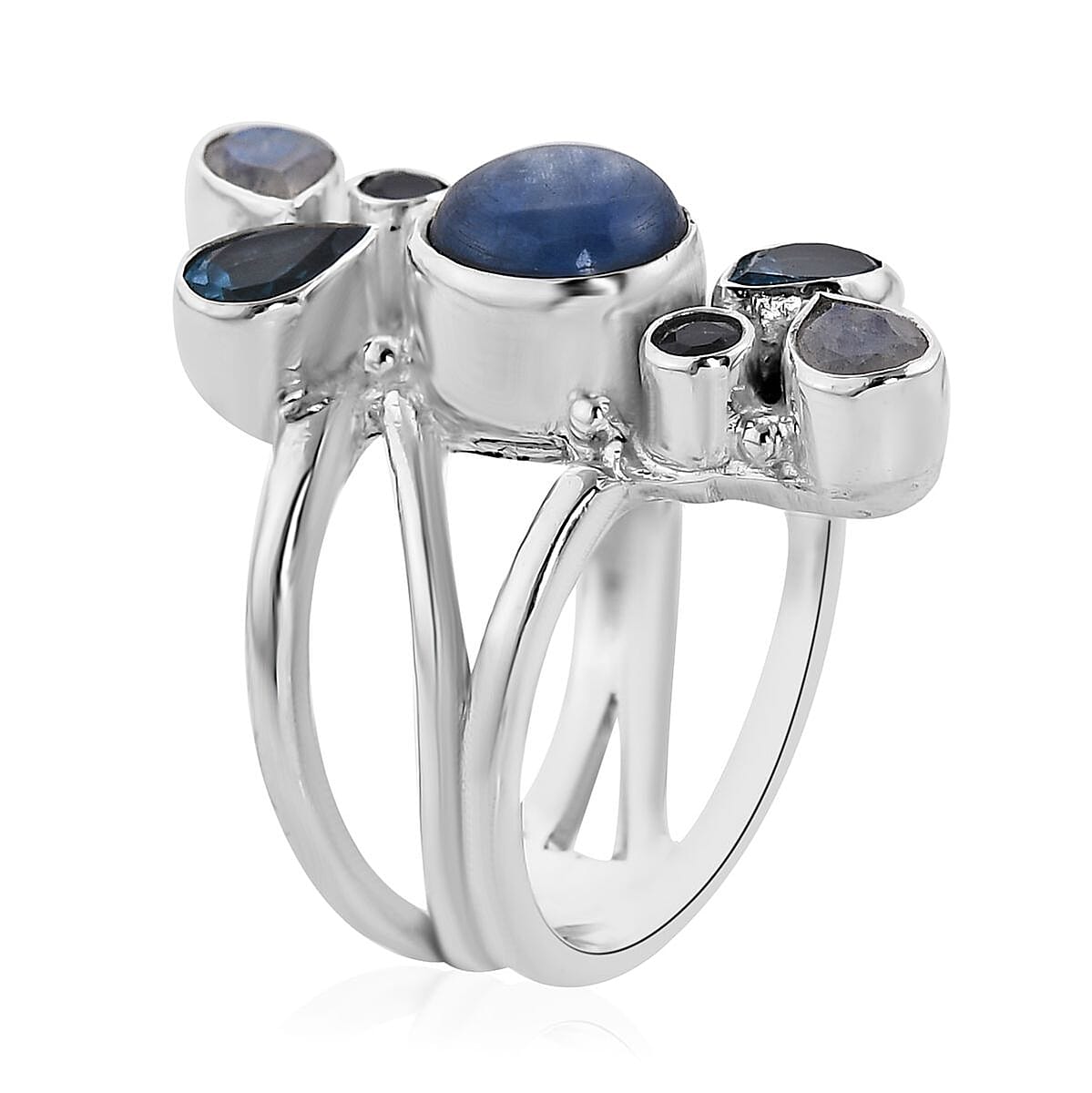 Sajen Silver Himalayan Kyanite and Multi Gemstone Ring in Sterling Silver (Size 8.0) 4.75 ctw image number 3