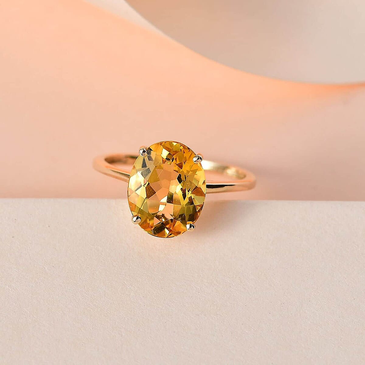 Luxoro 14K Yellow Gold Premium Brazilian Heliodor Solitaire Ring 3.00 ctw image number 1