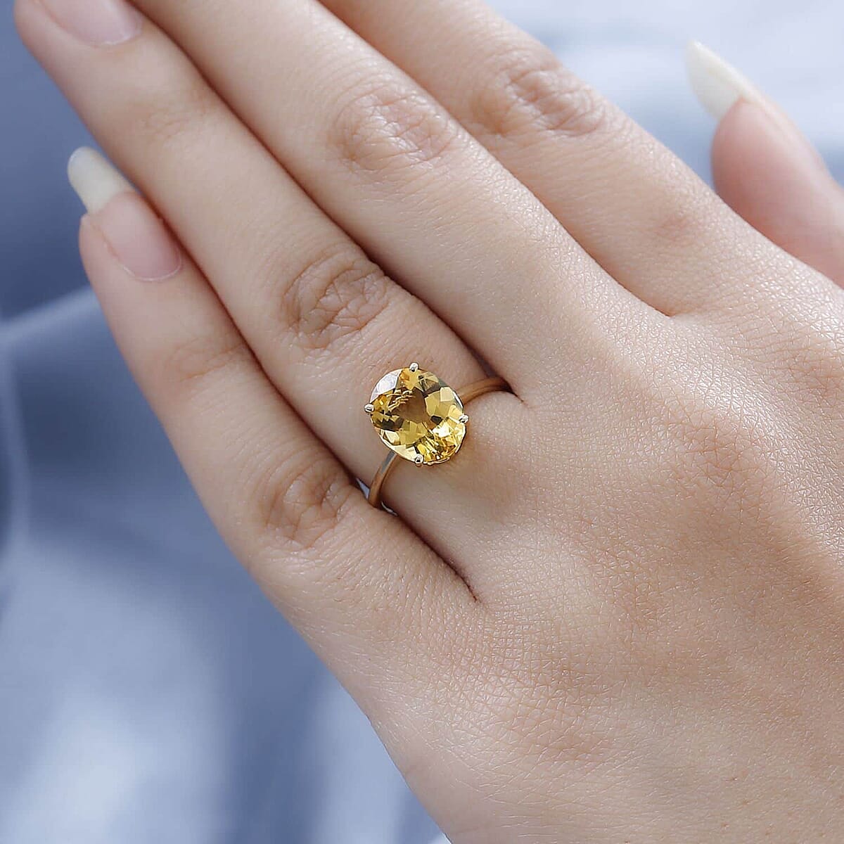 Luxoro 14K Yellow Gold Premium Brazilian Heliodor Solitaire Ring 3.00 ctw image number 2