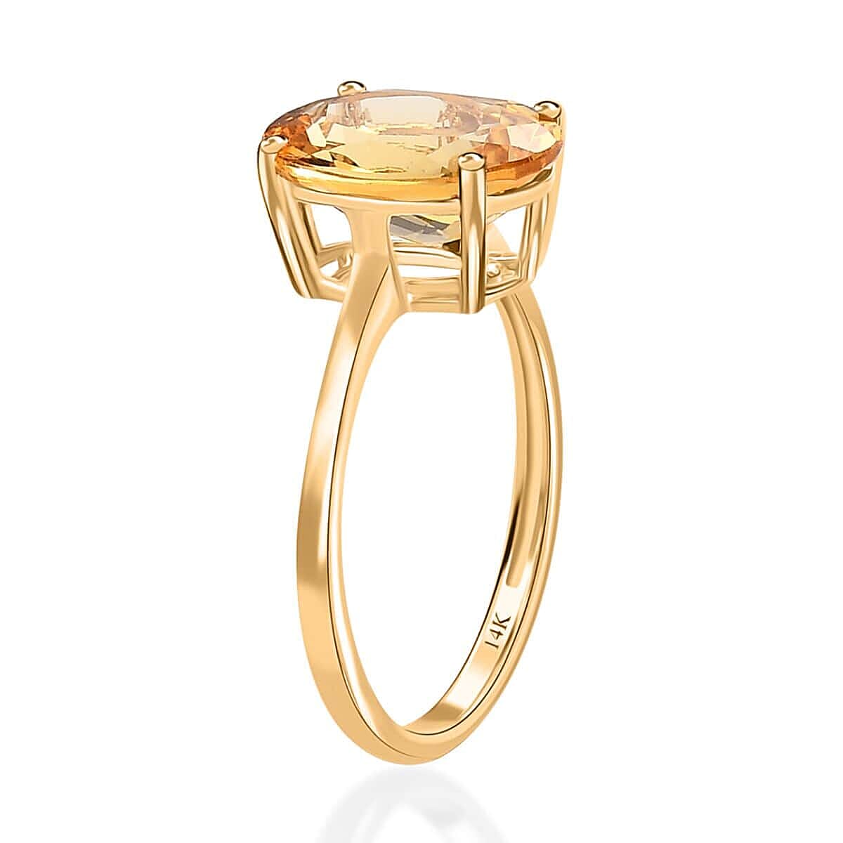 Luxoro 14K Yellow Gold Premium Brazilian Heliodor Solitaire Ring 3.00 ctw image number 3