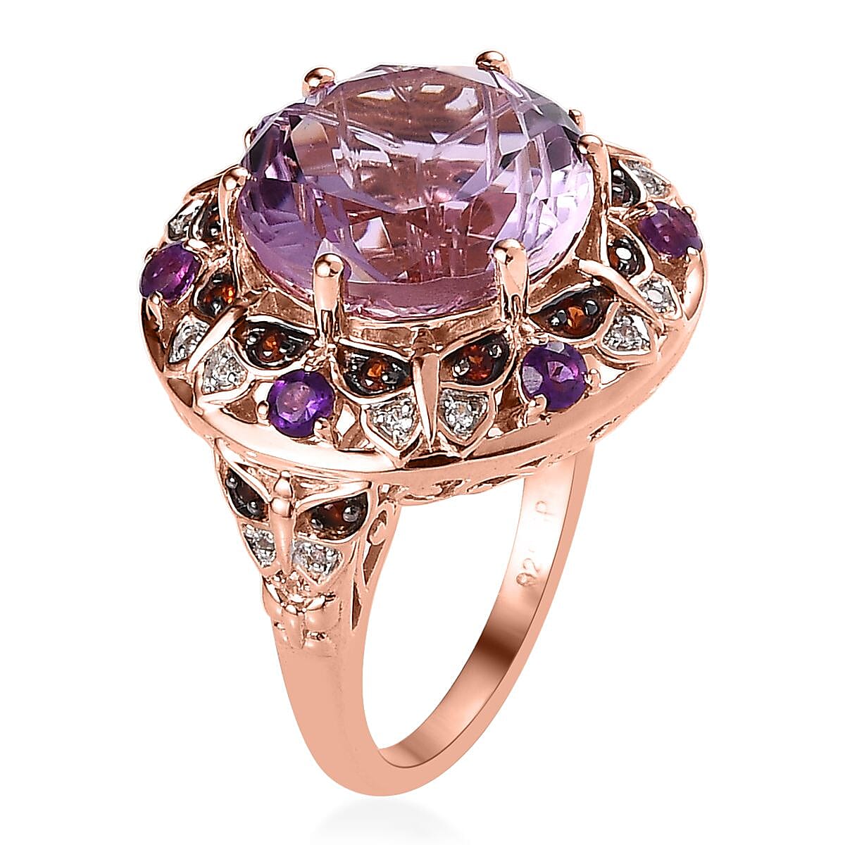 GP Trionfo Collection Rose De France Amethyst and Multi Gemstone Ring in Vermeil Rose Gold Over Sterling Silver 9.00 ctw image number 3