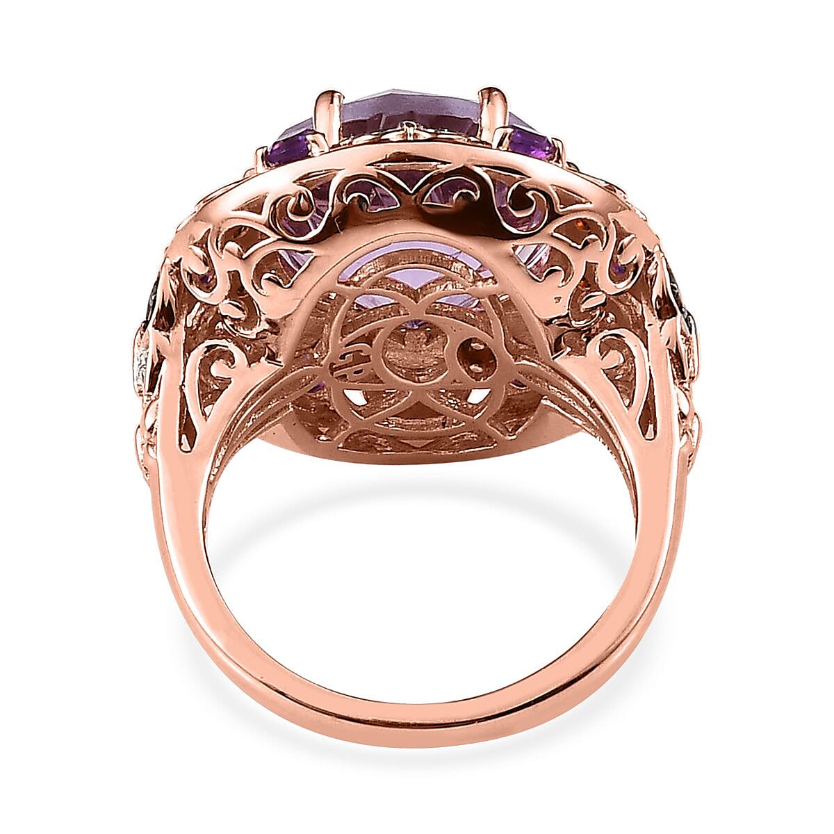 GP Trionfo Collection Rose De France Amethyst and Multi Gemstone Ring in Vermeil Rose Gold Over Sterling Silver 9.00 ctw image number 4