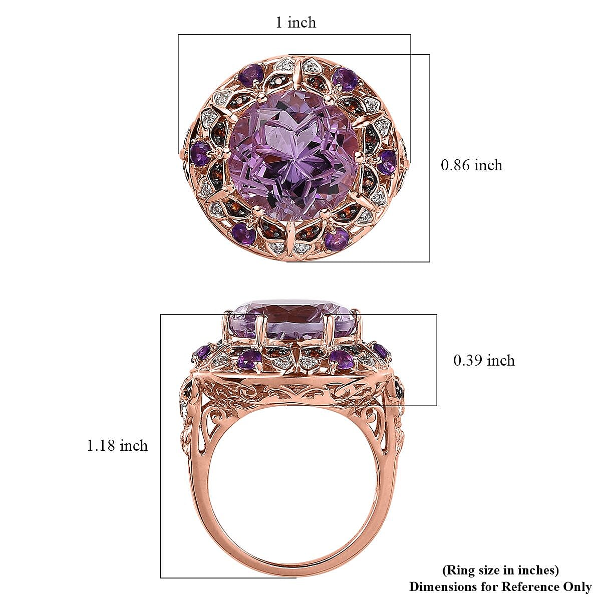 GP Trionfo Collection Rose De France Amethyst and Multi Gemstone Ring in Vermeil Rose Gold Over Sterling Silver 9.00 ctw image number 5