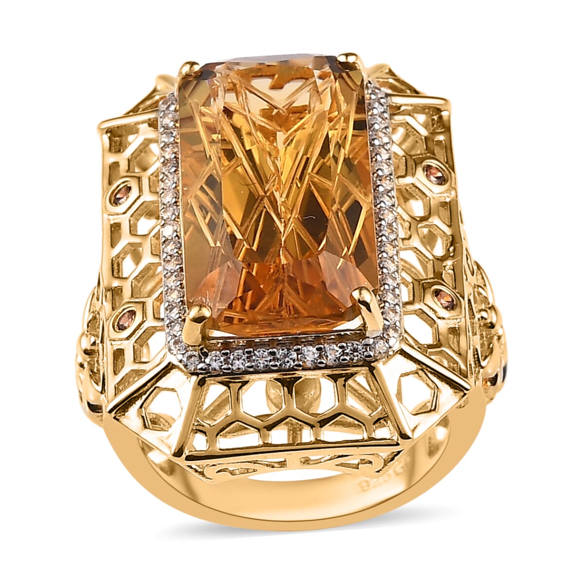 GP Trionfo Collection Premium Brazilian Citrine and Multi Gemstone Ring in Vermeil Yellow Gold Over Sterling Silver (Size 10.0) 12.00 ctw image number 0