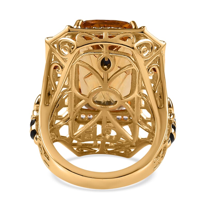 GP Trionfo Collection Premium Brazilian Citrine and Multi Gemstone Ring in Vermeil Yellow Gold Over Sterling Silver (Size 10.0) 12.00 ctw