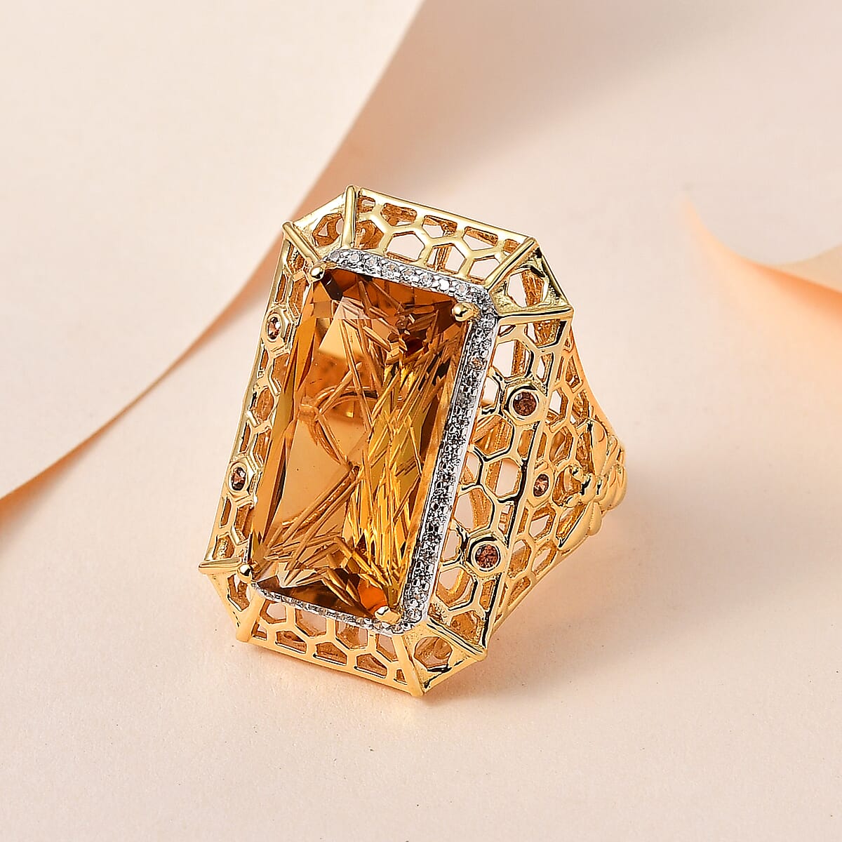 GP Trionfo Collection Premium Brazilian Citrine and Multi Gemstone Ring in Vermeil Yellow Gold Over Sterling Silver (Size 7.0) 12.00 ctw image number 1
