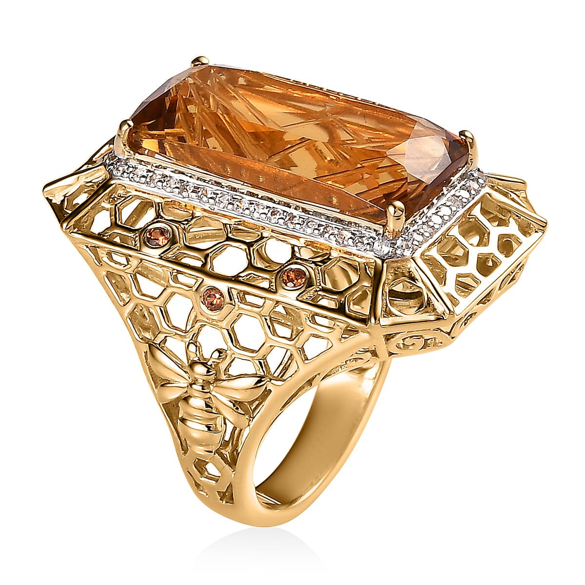 GP Trionfo Collection Premium Brazilian Citrine and Multi Gemstone Ring in Vermeil Yellow Gold Over Sterling Silver (Size 7.0) 12.00 ctw image number 3