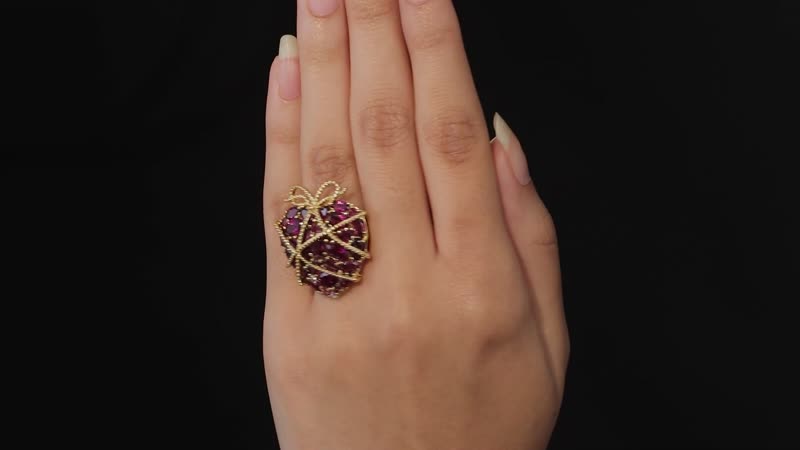 GP Amore Collection Orissa Rhodolite Garnet and White Zircon Ring in Vermeil Yellow Gold Over Sterling Silver (Size 5.0) 9.75 ctw
