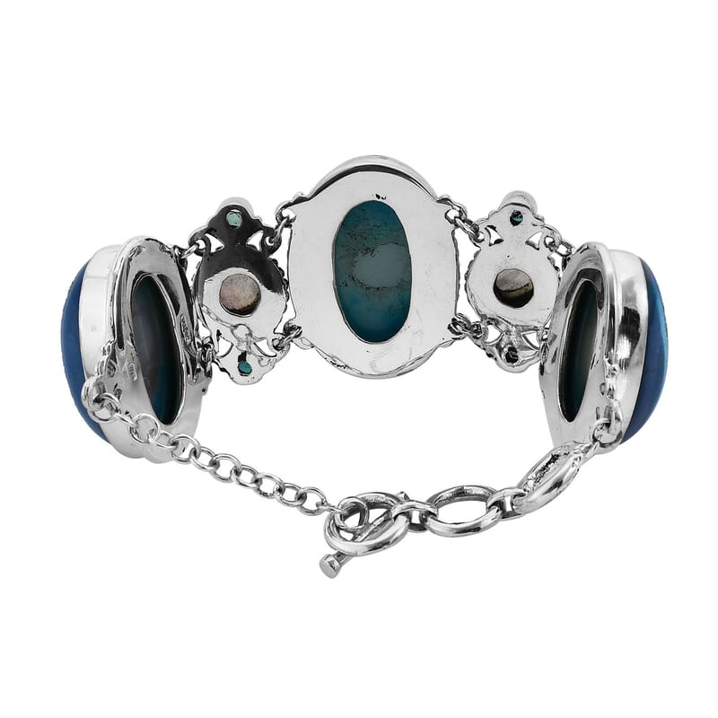 Sajen Silver Pariba Window Druzy Quartz and Multi Gemstone Toggle Clasp Bracelet in Sterling Silver (7.50 In) 119.55 ctw