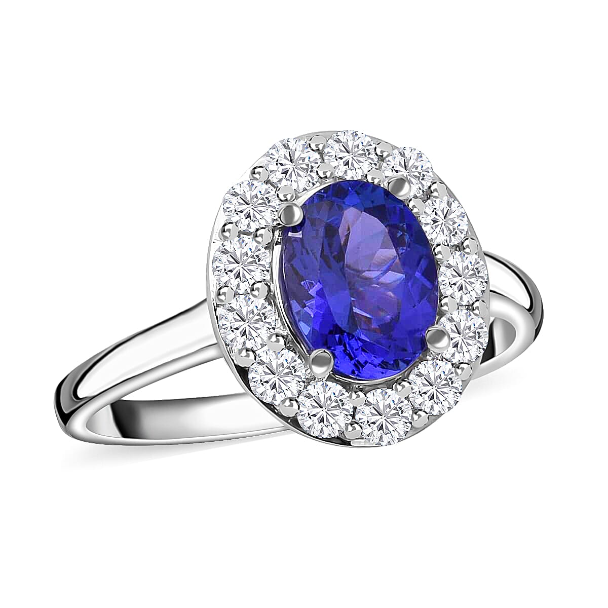 Iliana AAA Tanzanite and G-H SI Diamond 2.75 ctw Scallop Halo Ring in 18K White Gold (Size 9.5) 4.90 Grams image number 0