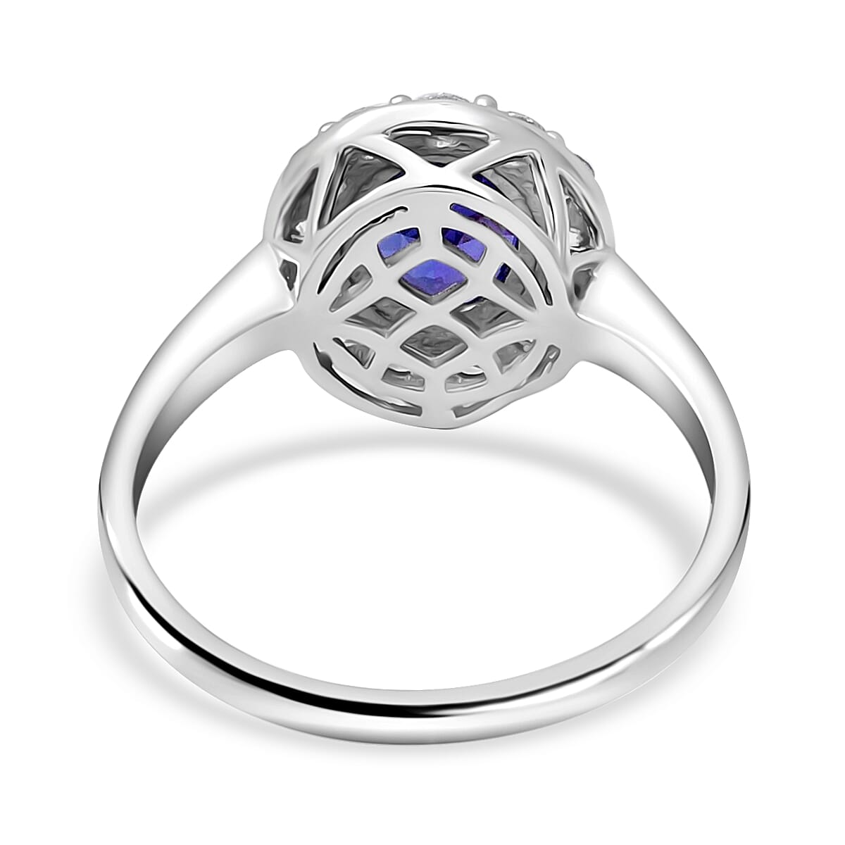 Iliana AAA Tanzanite and G-H SI Diamond 2.75 ctw Scallop Halo Ring in 18K White Gold (Size 9.5) 4.90 Grams image number 3