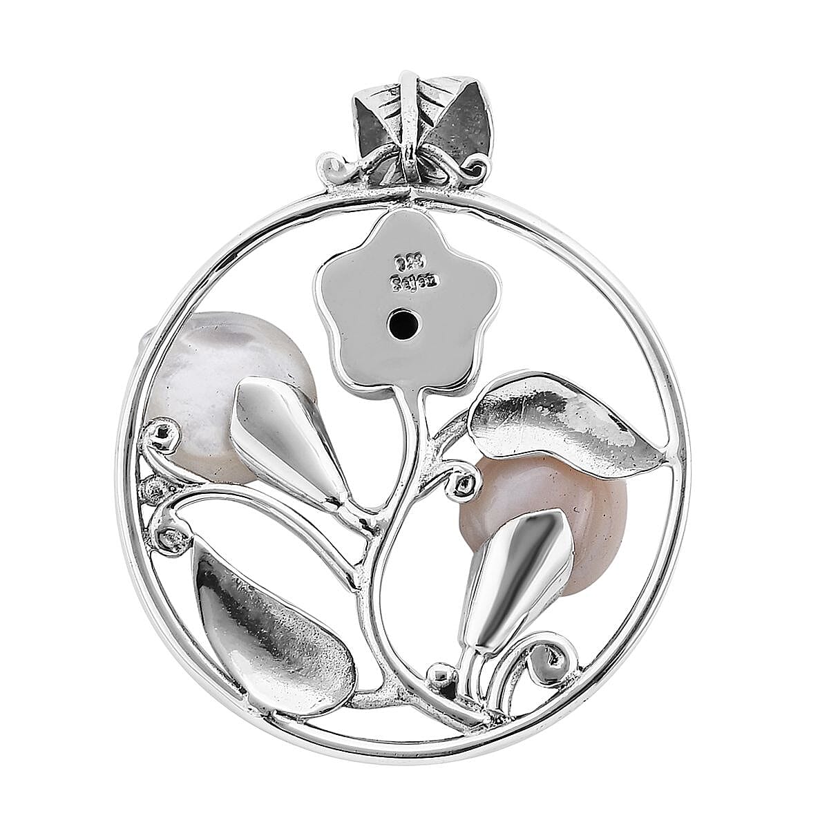 Sajen Silver Mother of Pearl and Multi Gemstone Floral Pendant in Sterling Silver 0.65 ctw