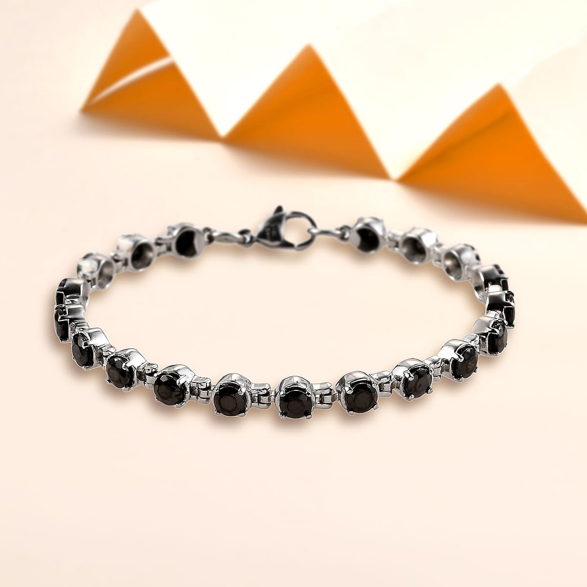 Elite Shungite Bracelet in Stainless Steel (8.00 In) 3.85 ctw image number 1