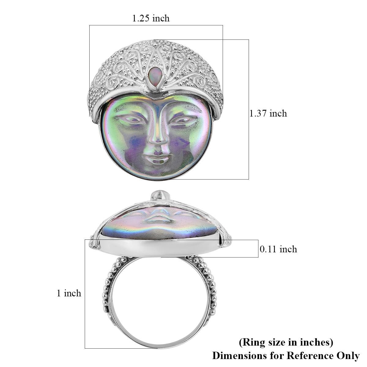 Sajen Silver Carved Bone and Ethiopian Welo Opal Ring in Sterling Silver 0.20 ctw image number 5