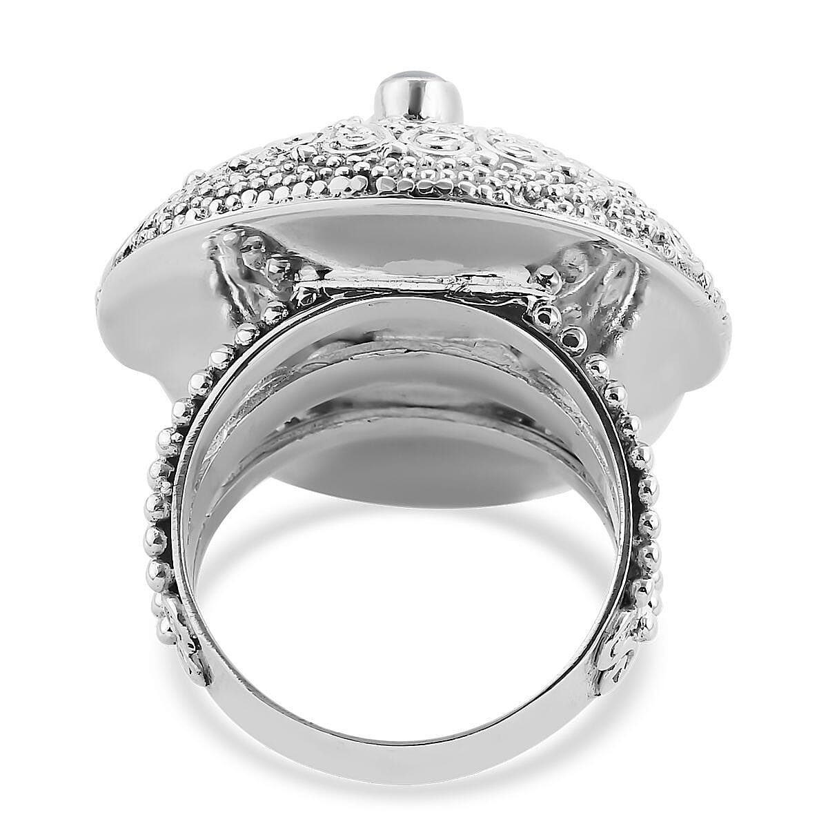 Sajen Silver Carved Bone and Ethiopian Welo Opal Ring in Sterling Silver (Size 7.0) 0.20 ctw image number 4