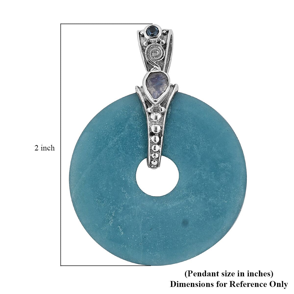 Sajen Silver Amazonite and Multi Gemstone Pendant in Sterling Silver 49.85 ctw