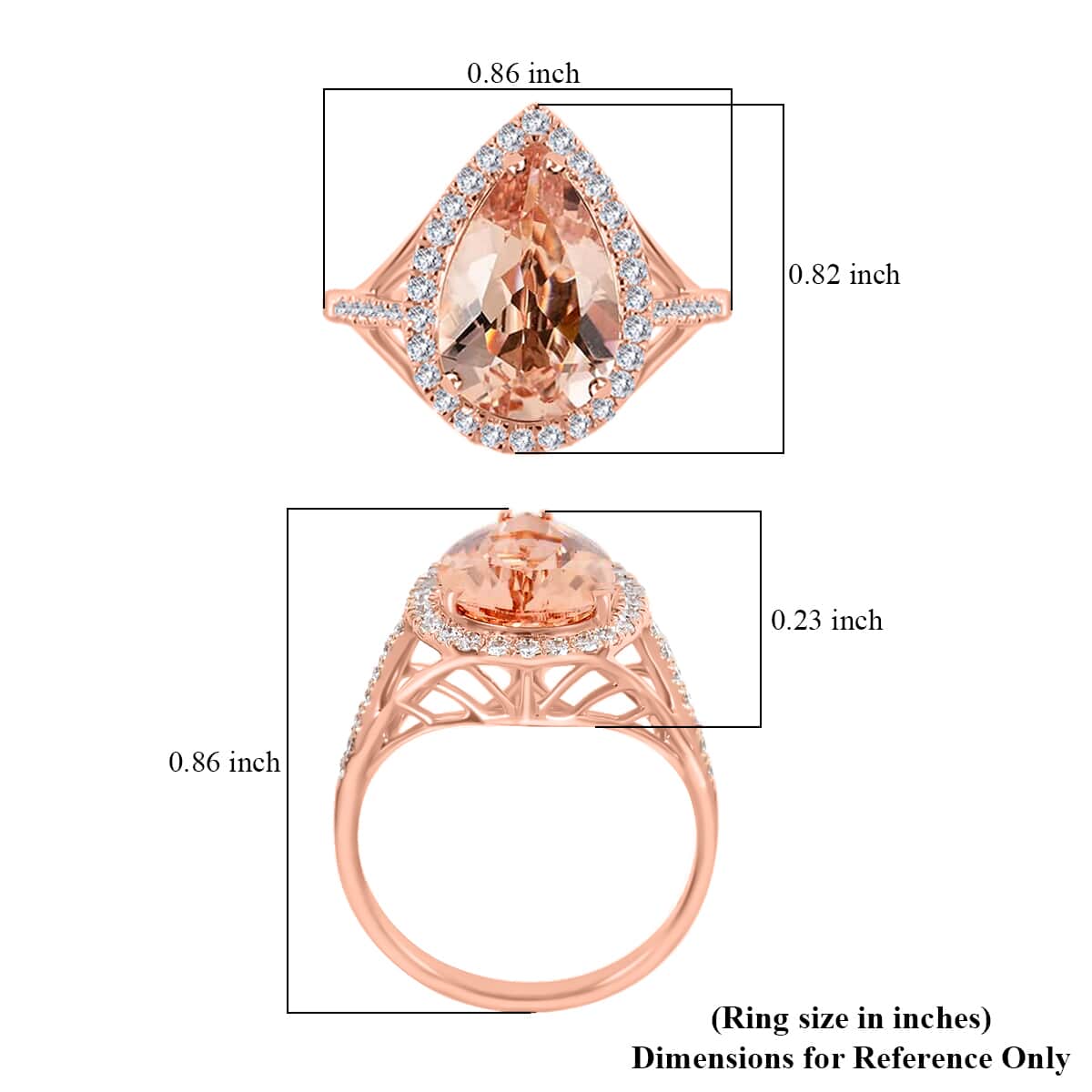 Iliana 18K Rose Gold AAA Marropino Morganite and G-H SI Diamond Split Shank Ring (Size 8.5) 4.30 Grams 4.20 ctw image number 4