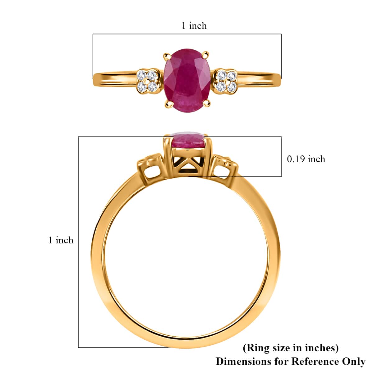 Iliana 18K Yellow Gold AAA Royal Ruby and G-H SI Diamond Ring (Size 9.5) 1.50 ctw image number 4