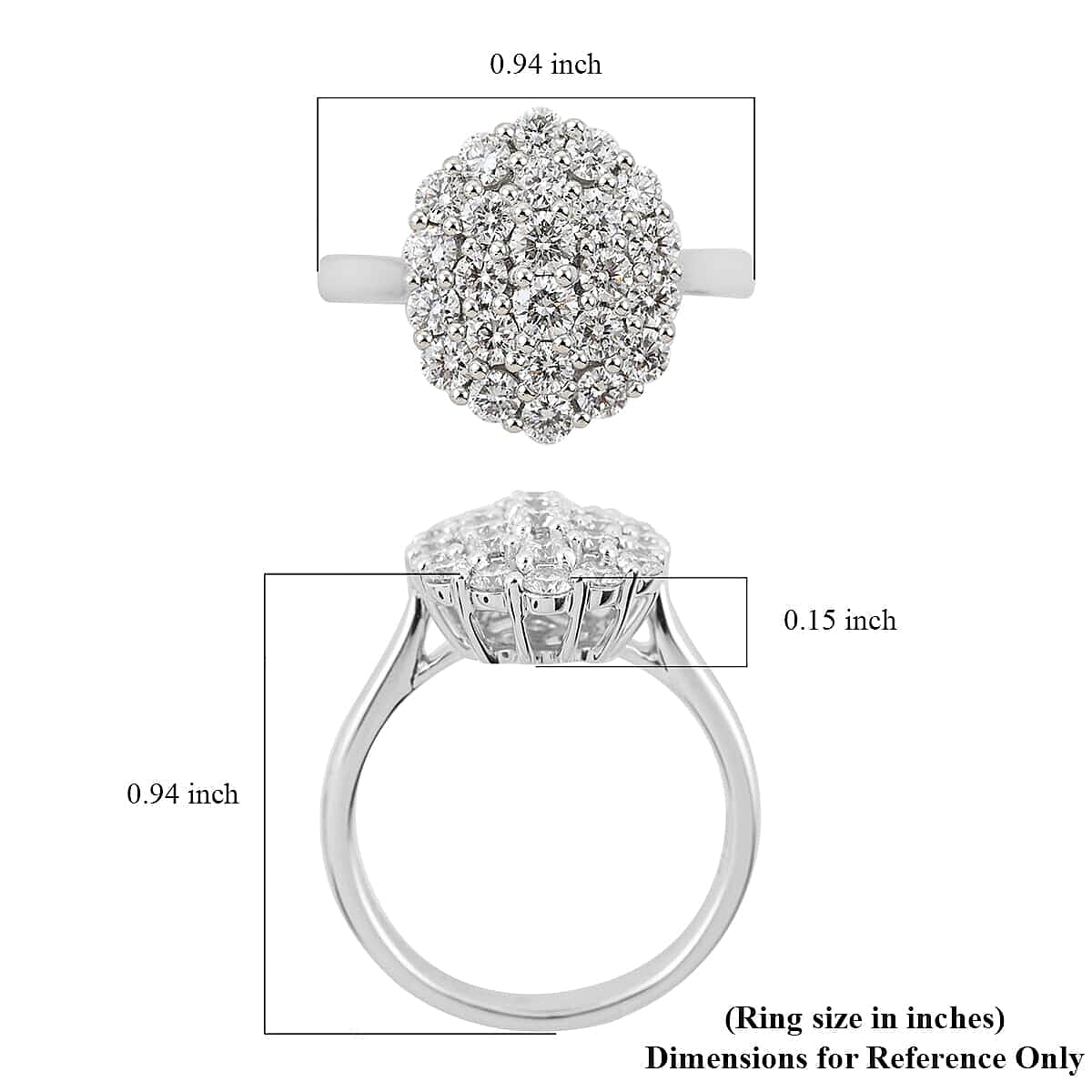 Rhapsody 950 Platinum IGI Certified E-F VS Diamond Cluster Ring (Size 10.5) 7.50 Grams 1.00 ctw image number 4