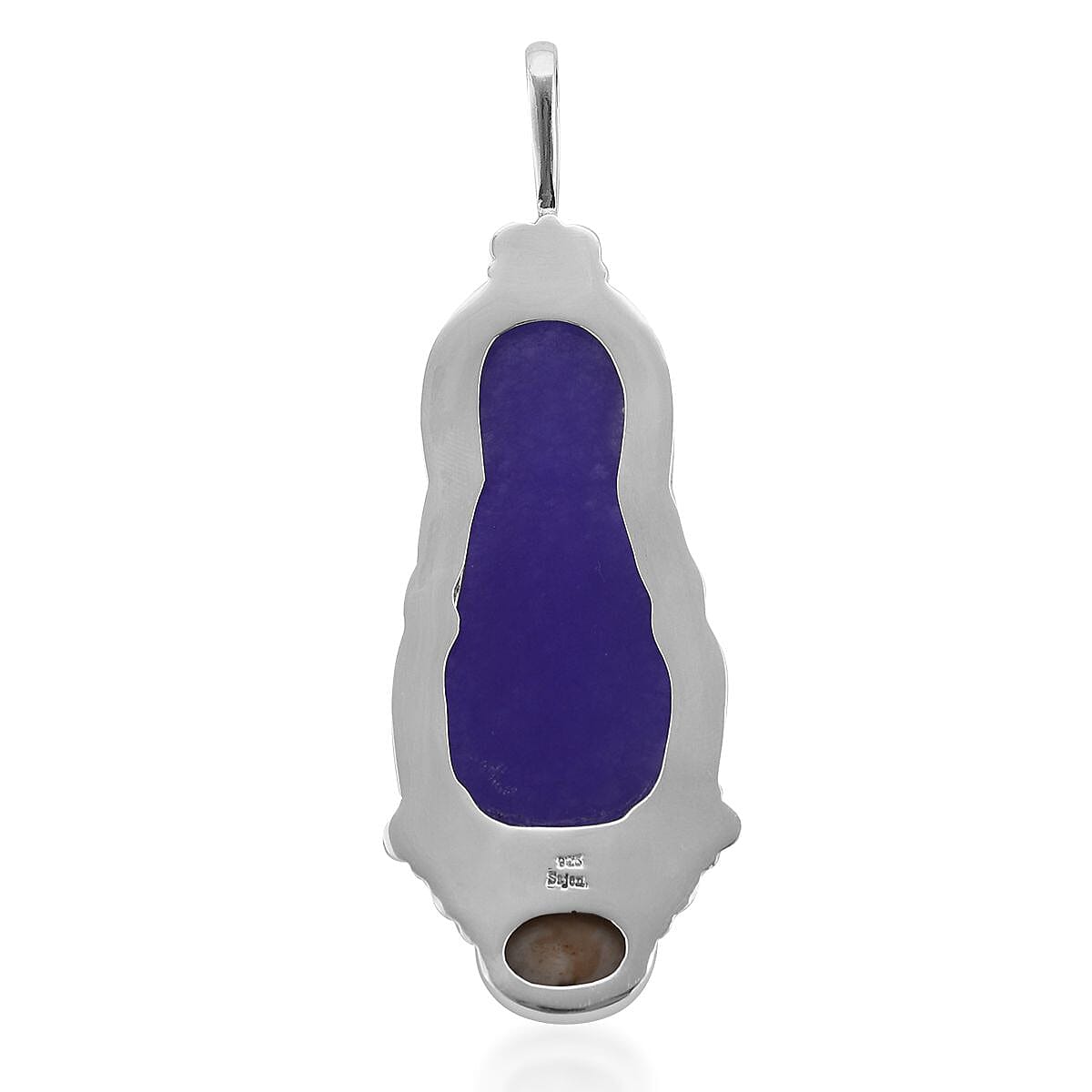 Sajen Silver Purple Jade Carved and Drusy Quartz Pendant in Sterling Silver 132.10 ctw