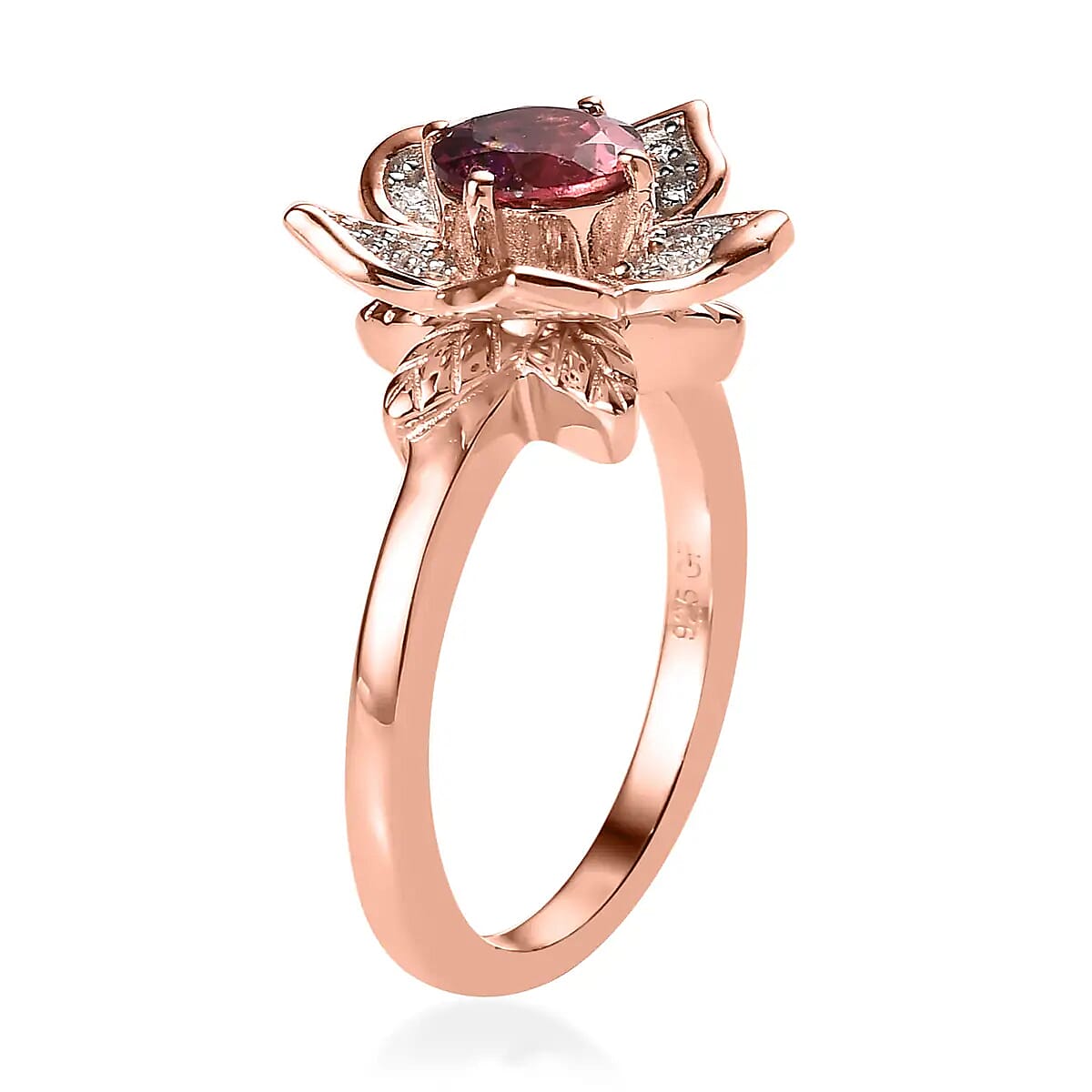 GP Italian Garden Collection Morro Redondo Pink Tourmaline and Moissanite Floral Ring in Vermeil Rose Gold Over Sterling Silver 1.00 ctw image number 3