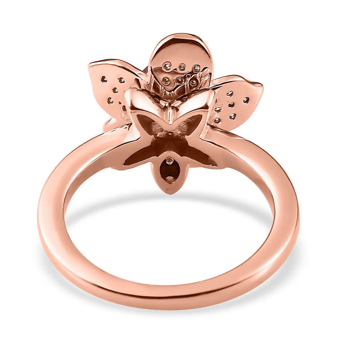 GP Italian Garden Collection Morro Redondo Pink Tourmaline Ring, Moissanite Accent Ring, Tourmaline Floral Ring, Vermeil Rose Gold Over Sterling Silver Ring, Wedding Ring (Size 10.0) 1.00 ctw
