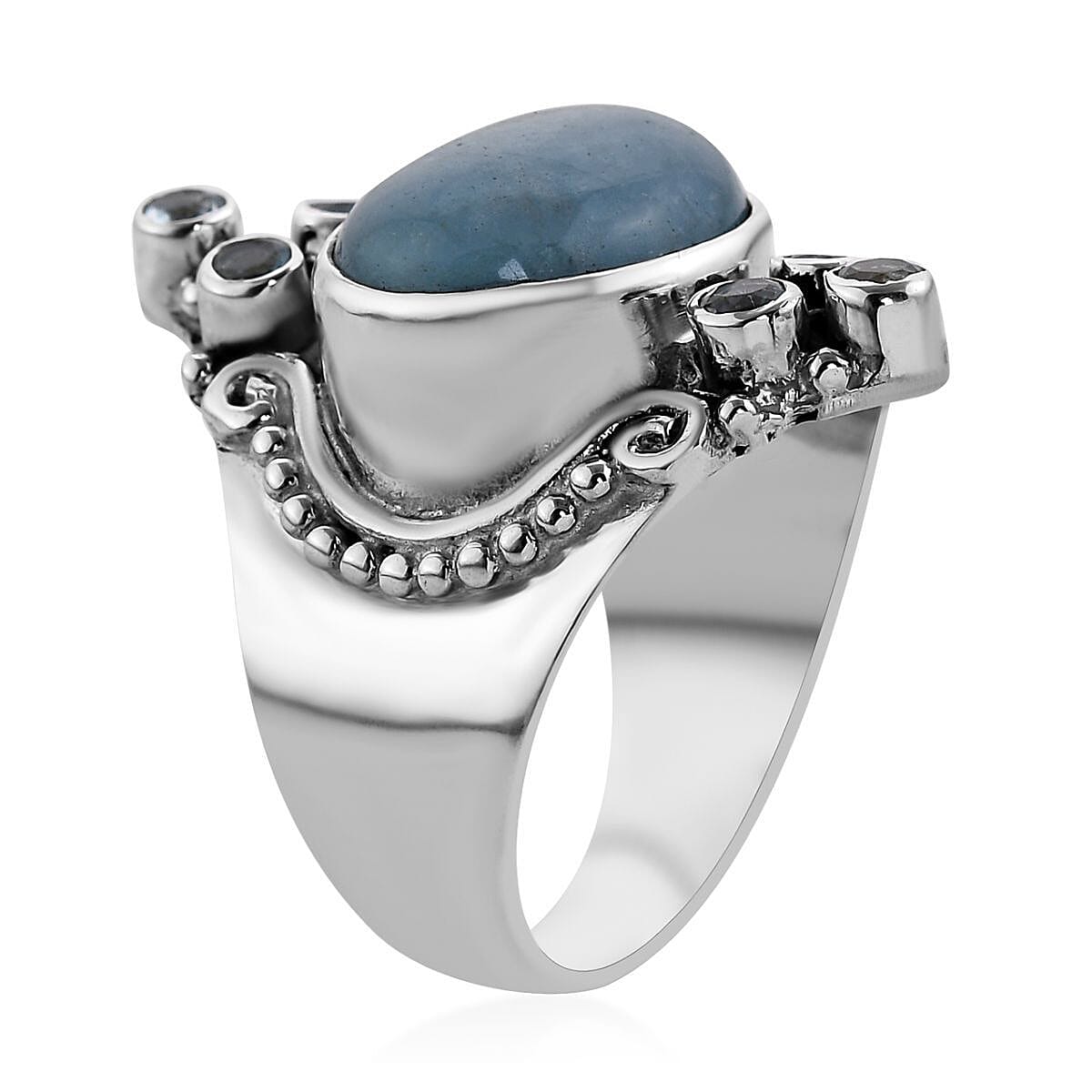 Sajen Silver Espirito Santo Aquamarine and Blue Topaz Ring in Sterling Silver (Size 10.0) 8.90 ctw