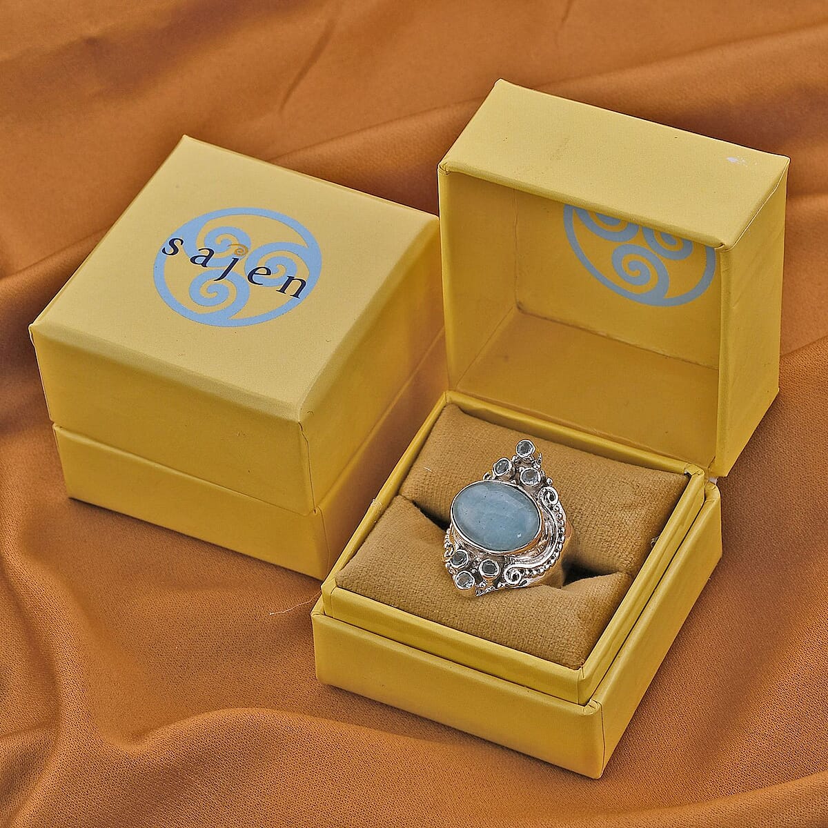 Sajen Silver Mangoro Aquamarine and Blue Topaz Ring in Sterling Silver (Size 7.0) 8.90 ctw image number 1