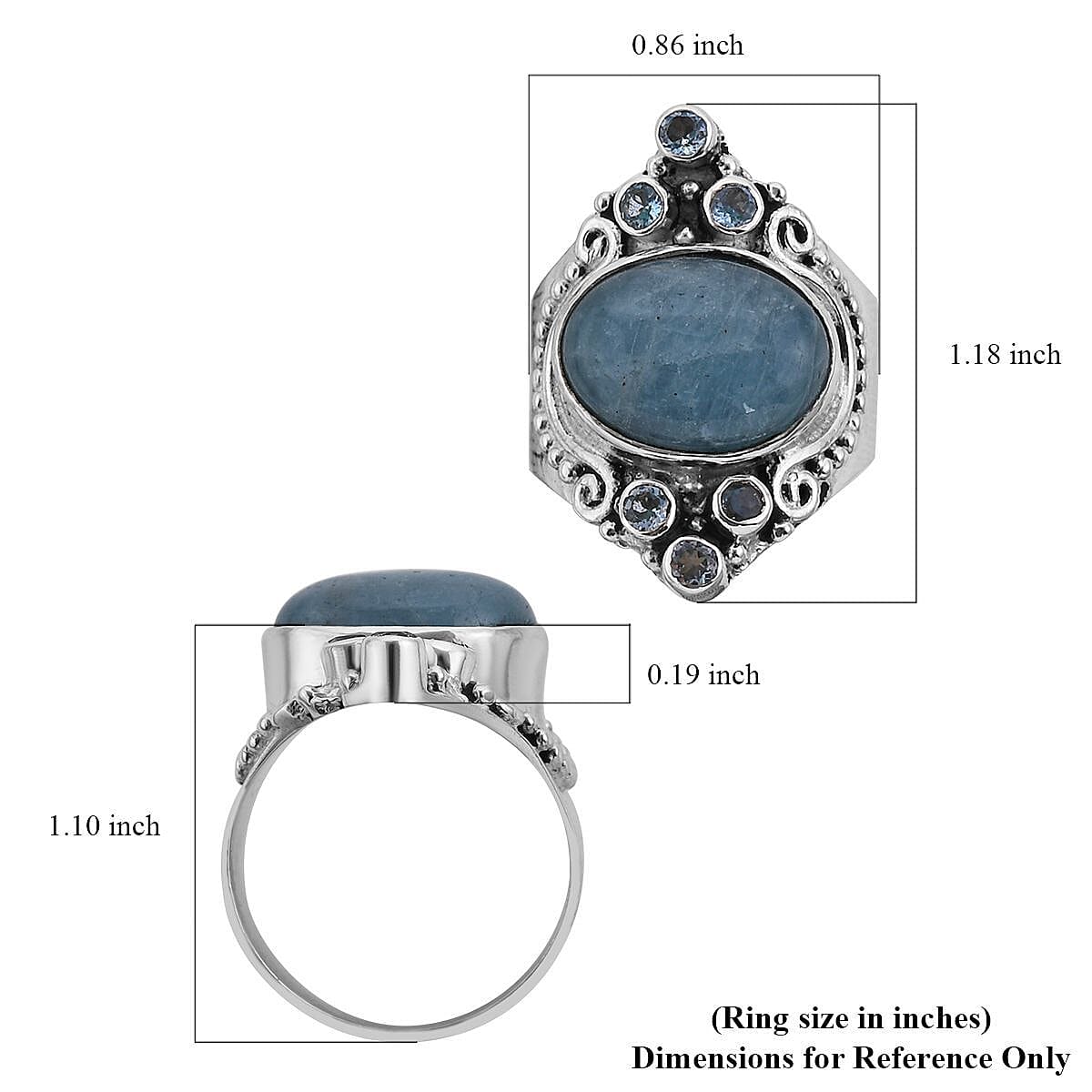 Sajen Silver Mangoro Aquamarine and Blue Topaz Ring in Sterling Silver (Size 7.0) 8.90 ctw image number 5