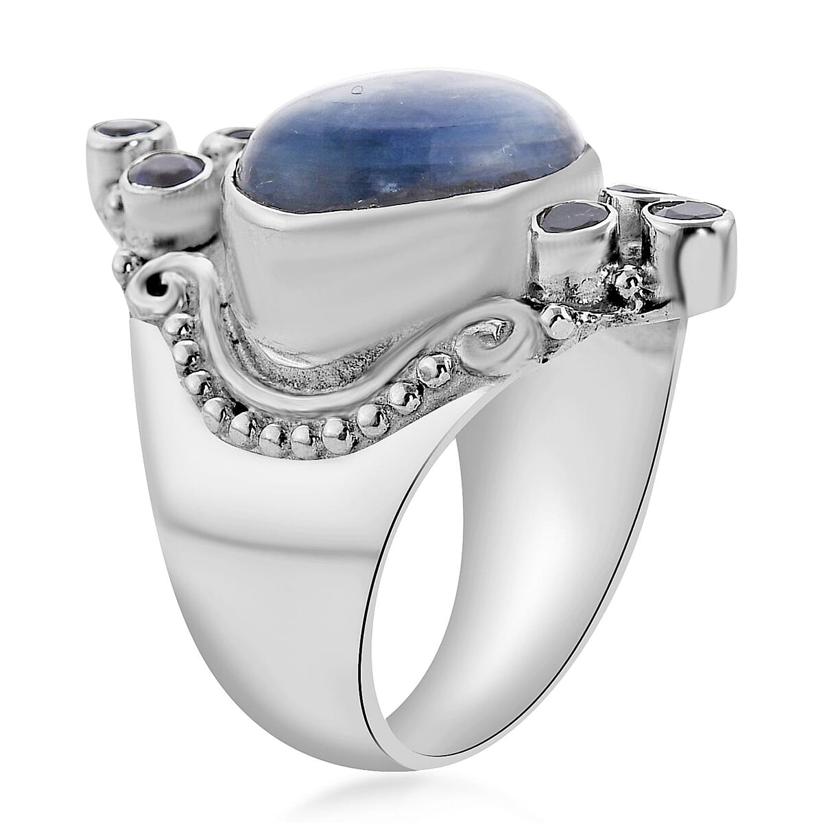 Sajen Silver Himalayan Kyanite and Catalina Iolite Ring in Sterling Silver (Size 8.0) 12.65 ctw image number 3