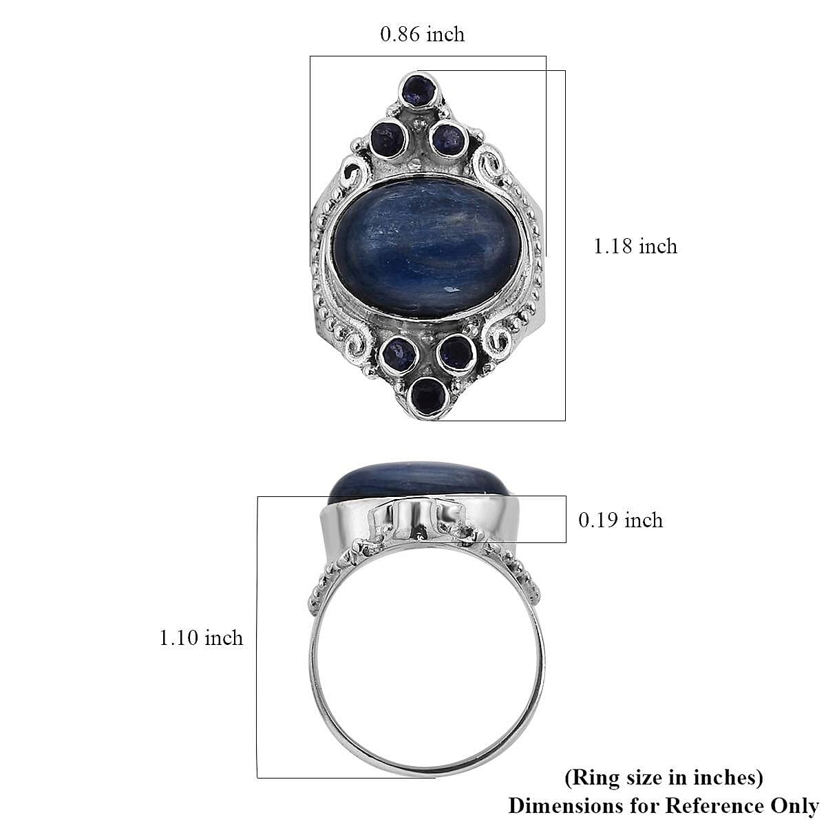 Sajen Silver Himalayan Kyanite and Catalina Iolite Ring in Sterling Silver (Size 8.0) 12.65 ctw image number 5