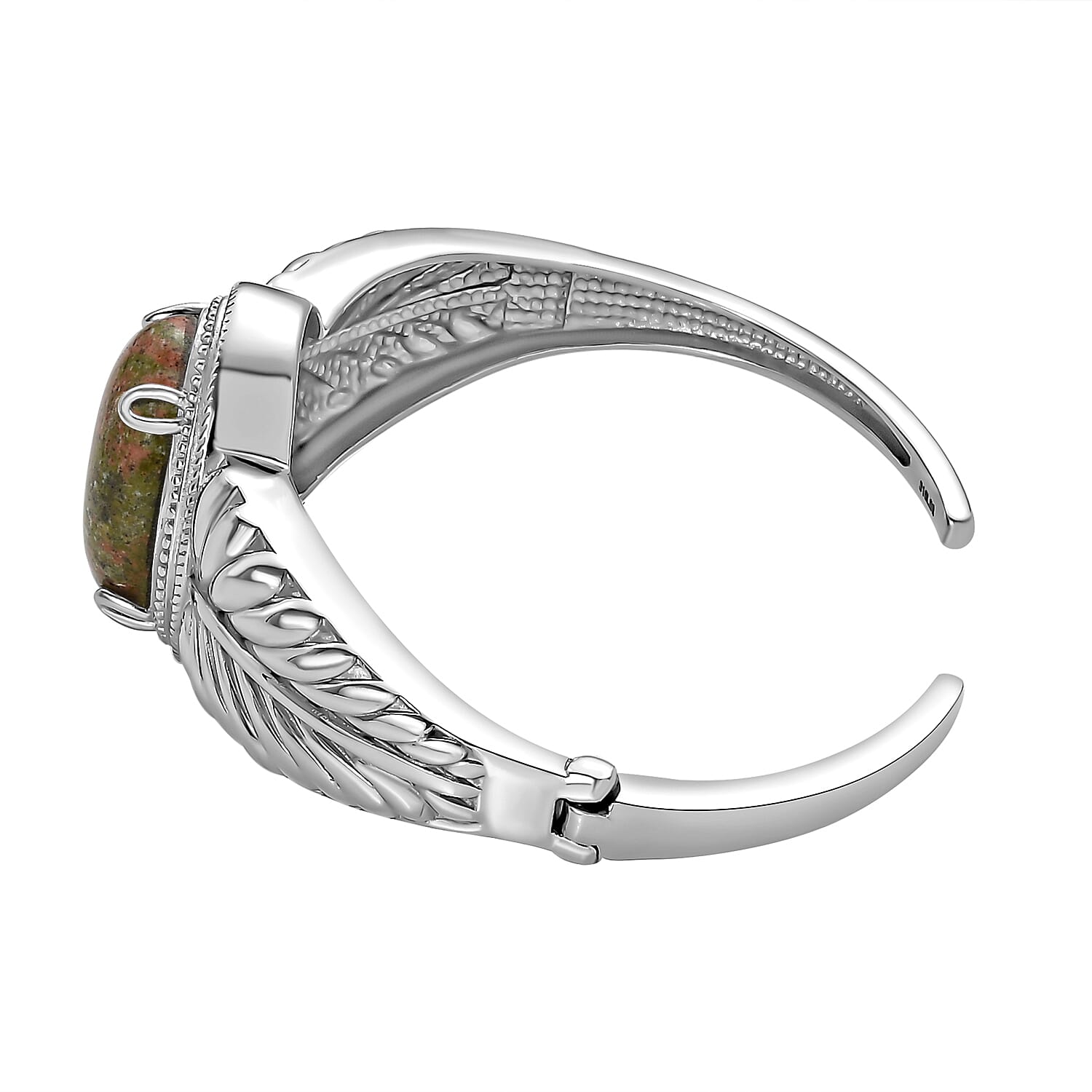 Unakite 25.00 ctw Cuff Bracelet Stainless Steel 7.50 In