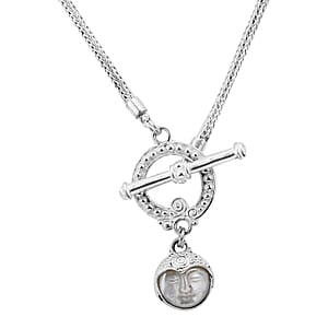 Sajen Silver Mother Of Pearl Carved Necklace 20 Inches in Sterling Silver